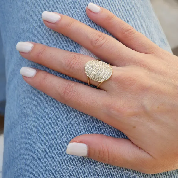 Diamond Jumbo Oval Gold Ring
