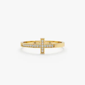 Diamond Sideways Cross Ring, Mary