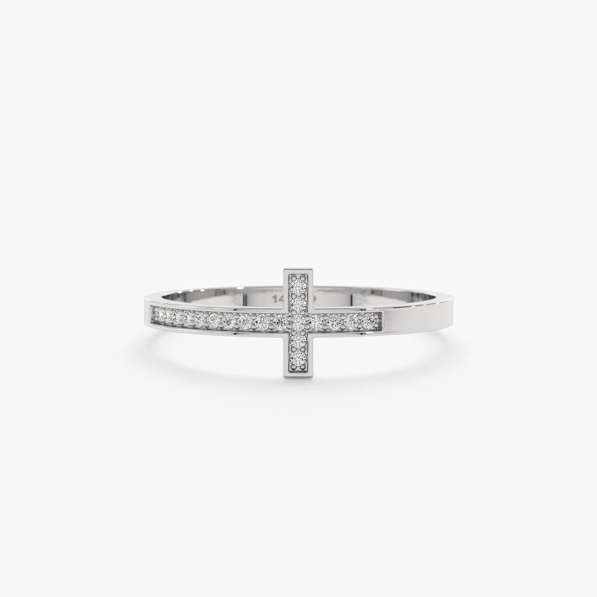Diamond Sideways Cross Ring, Mary