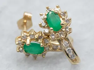 Emerald and Diamond Stud Earrings