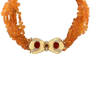 Emis Beros Mexican Fire Opal & Diamond Necklace </br>