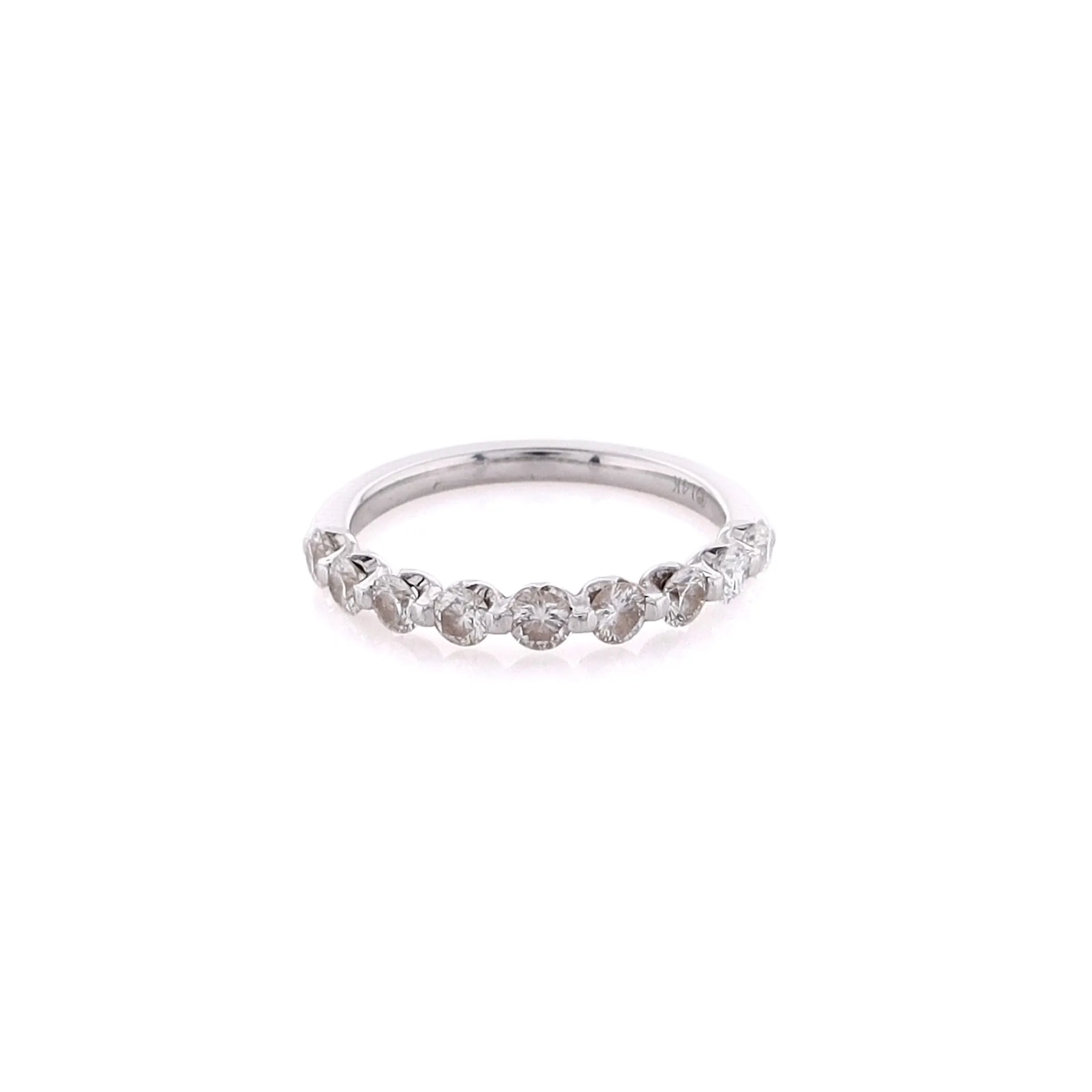 Estate 14 Karat White Gold Shared Prong Diamond Wedding Band