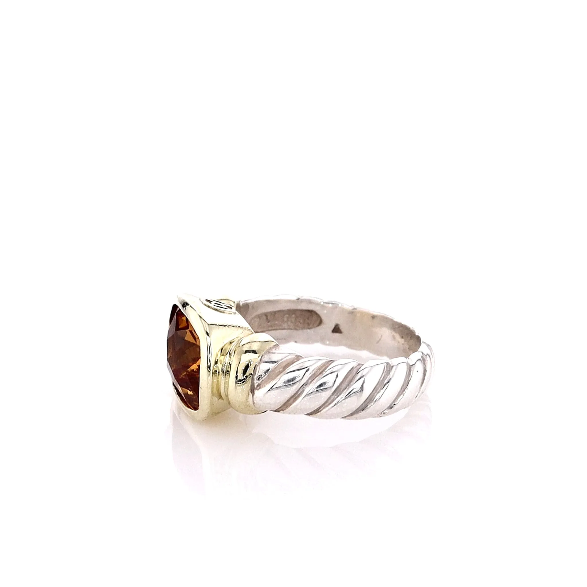 Estate David Yurman Noblesse Collection 14k Yellow Gold Sterling Silver and Citrine Ring
