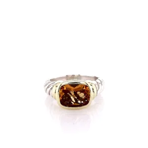 Estate David Yurman Noblesse Collection 14k Yellow Gold Sterling Silver and Citrine Ring