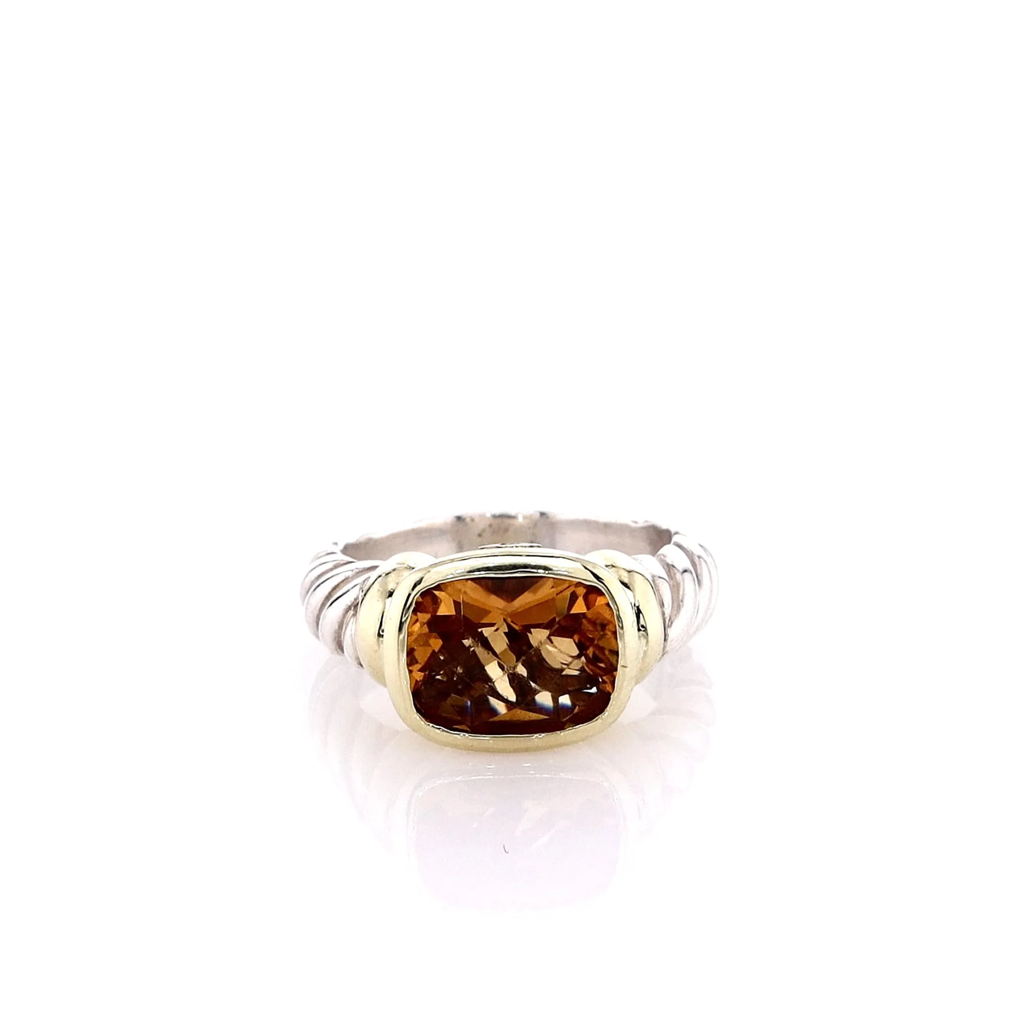 Estate David Yurman Noblesse Collection 14k Yellow Gold Sterling Silver and Citrine Ring
