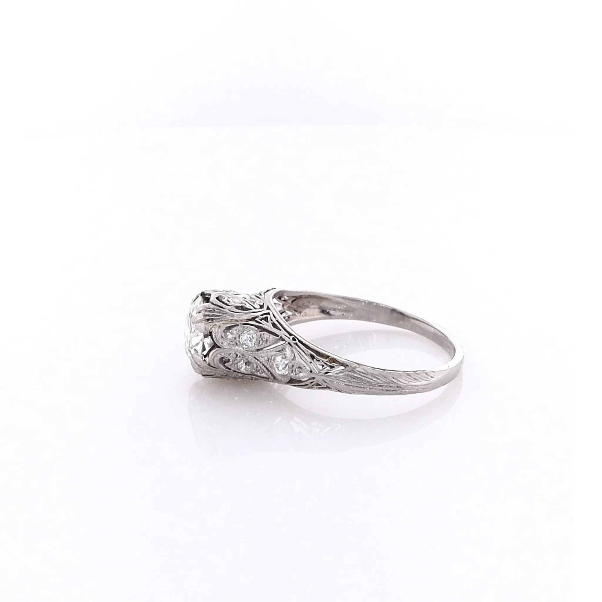 Estate Platinum Transitional Vintage Filagree Ring