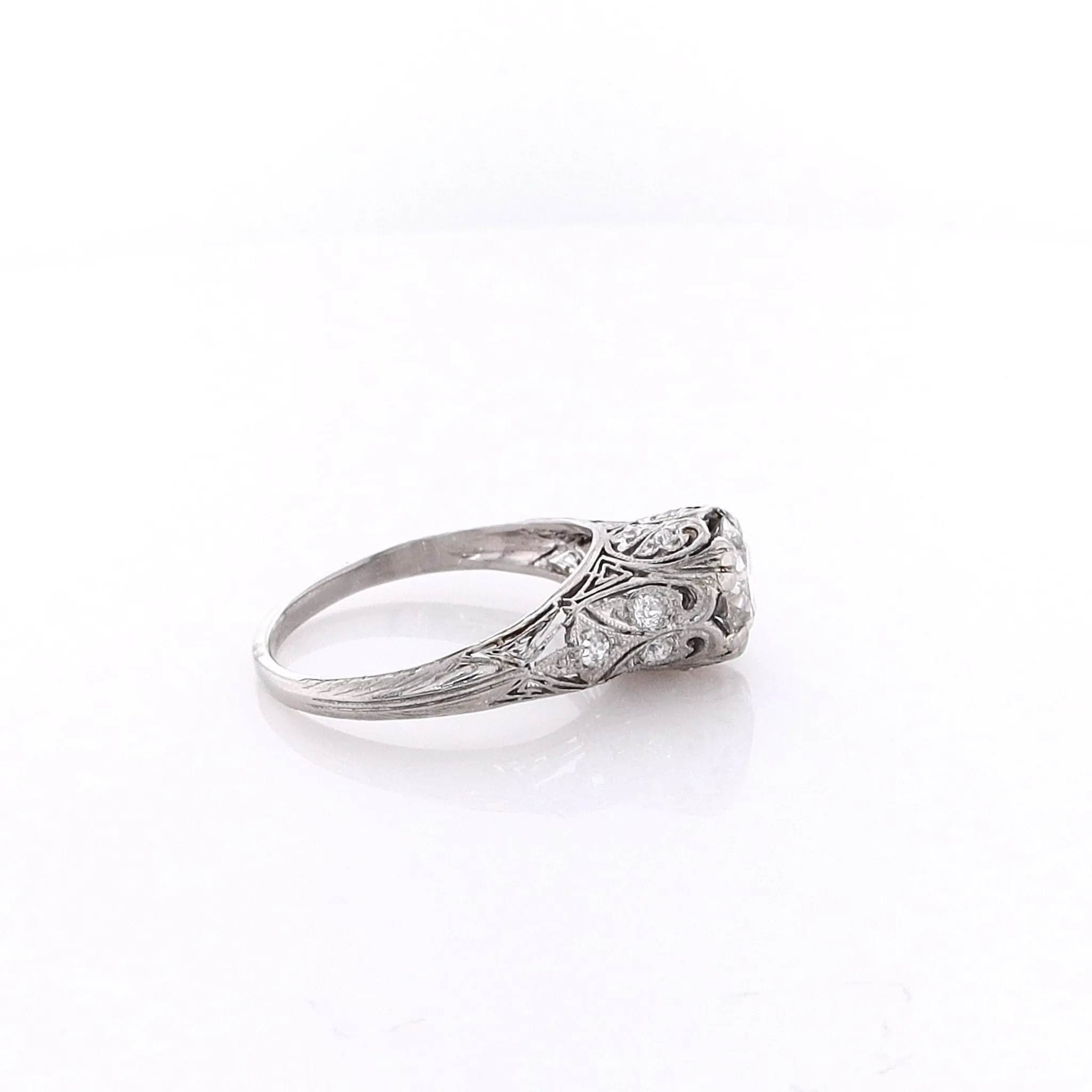 Estate Platinum Transitional Vintage Filagree Ring