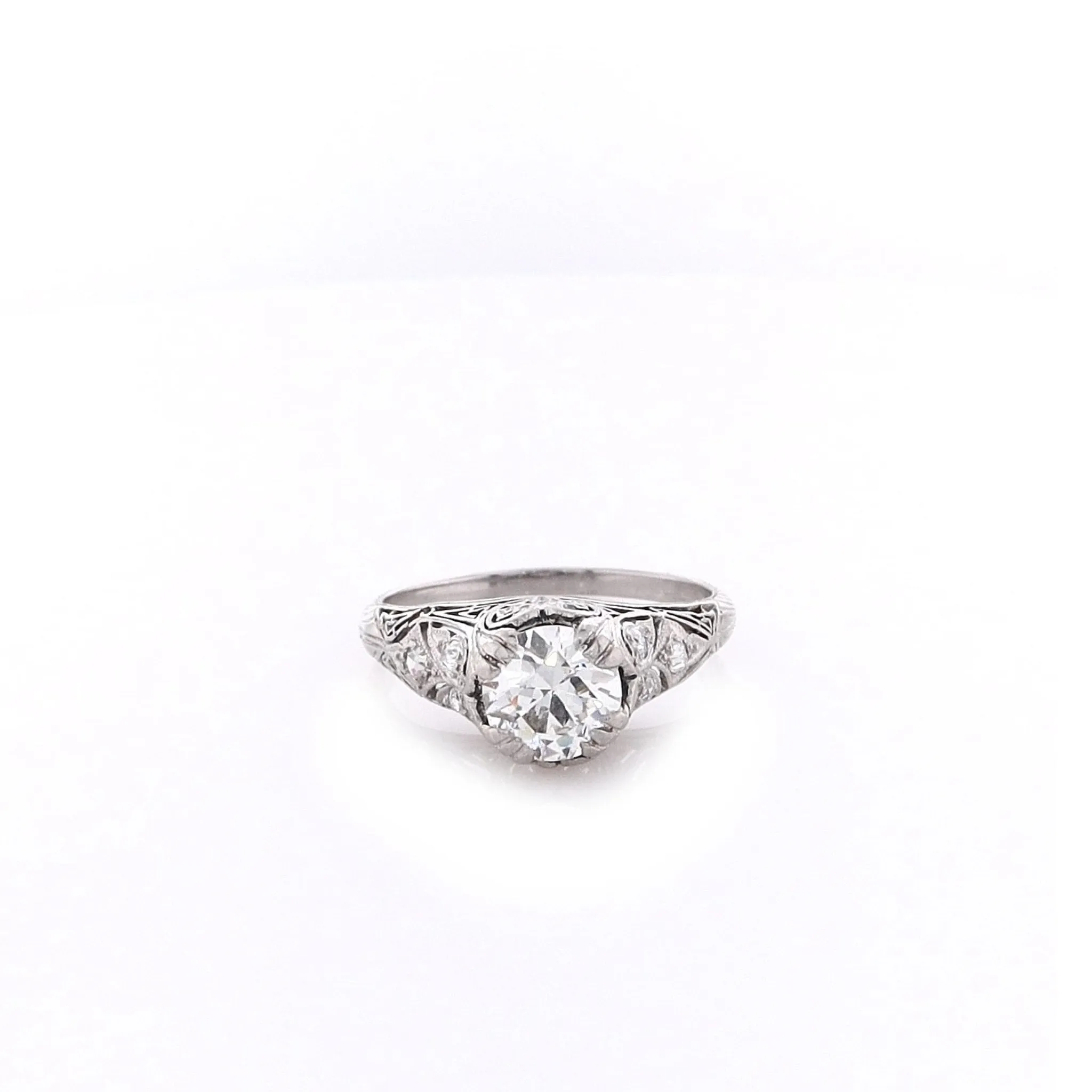 Estate Platinum Transitional Vintage Filagree Ring