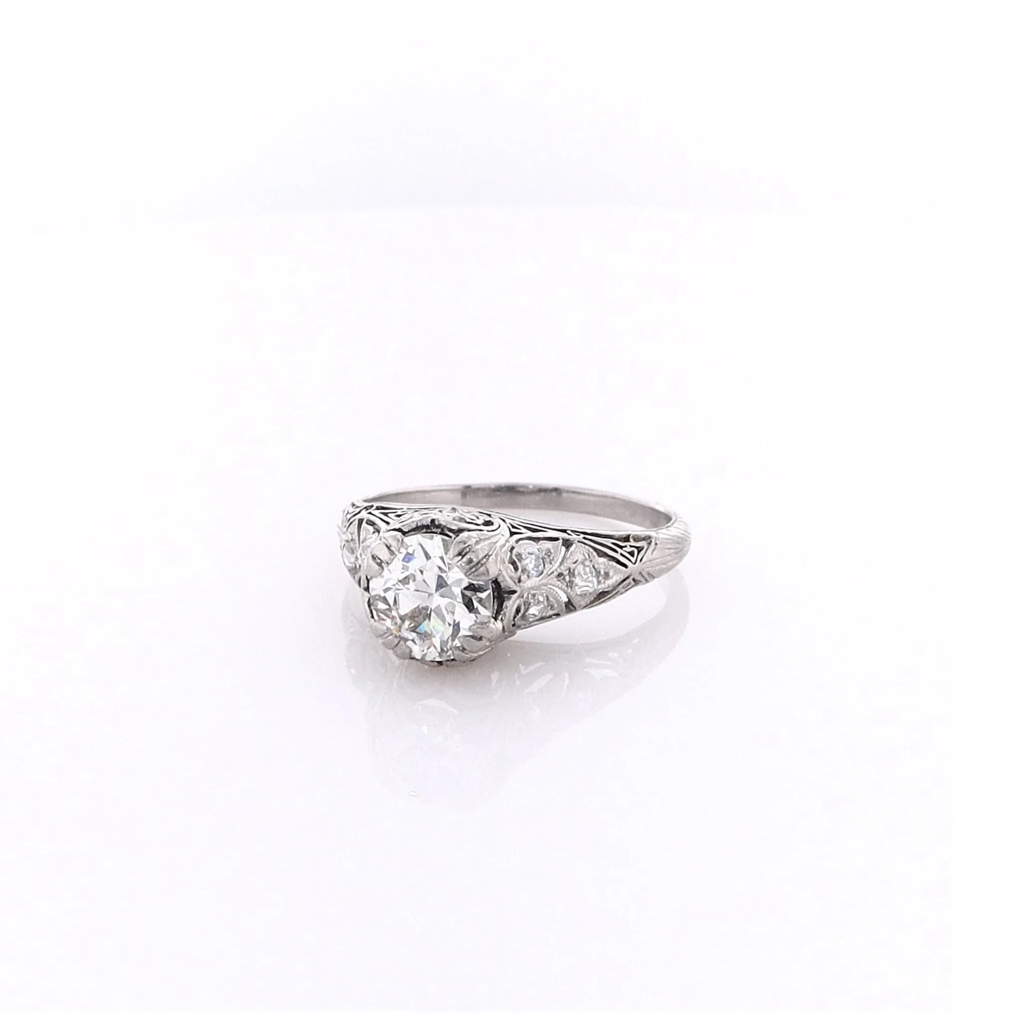 Estate Platinum Transitional Vintage Filagree Ring