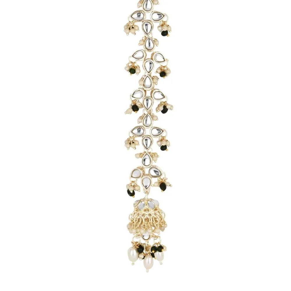 Etnico Gold Plated Traditional Kundan & Pearl Paranda/Hair Braid Pin Choti For Bridal Perfect for Wedding (T2172G)