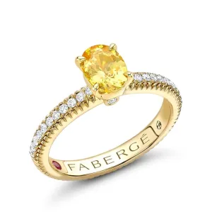Faberge Colours of Love 18ct Yellow Gold Yellow Sapphire 0.21ct Diamond Fluted Ring