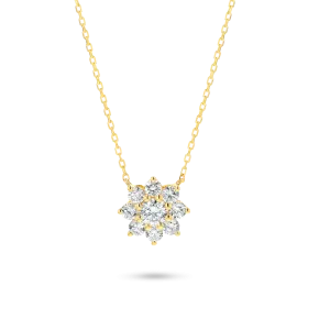 Flower Petal Diamond Pendant Yellow Gold