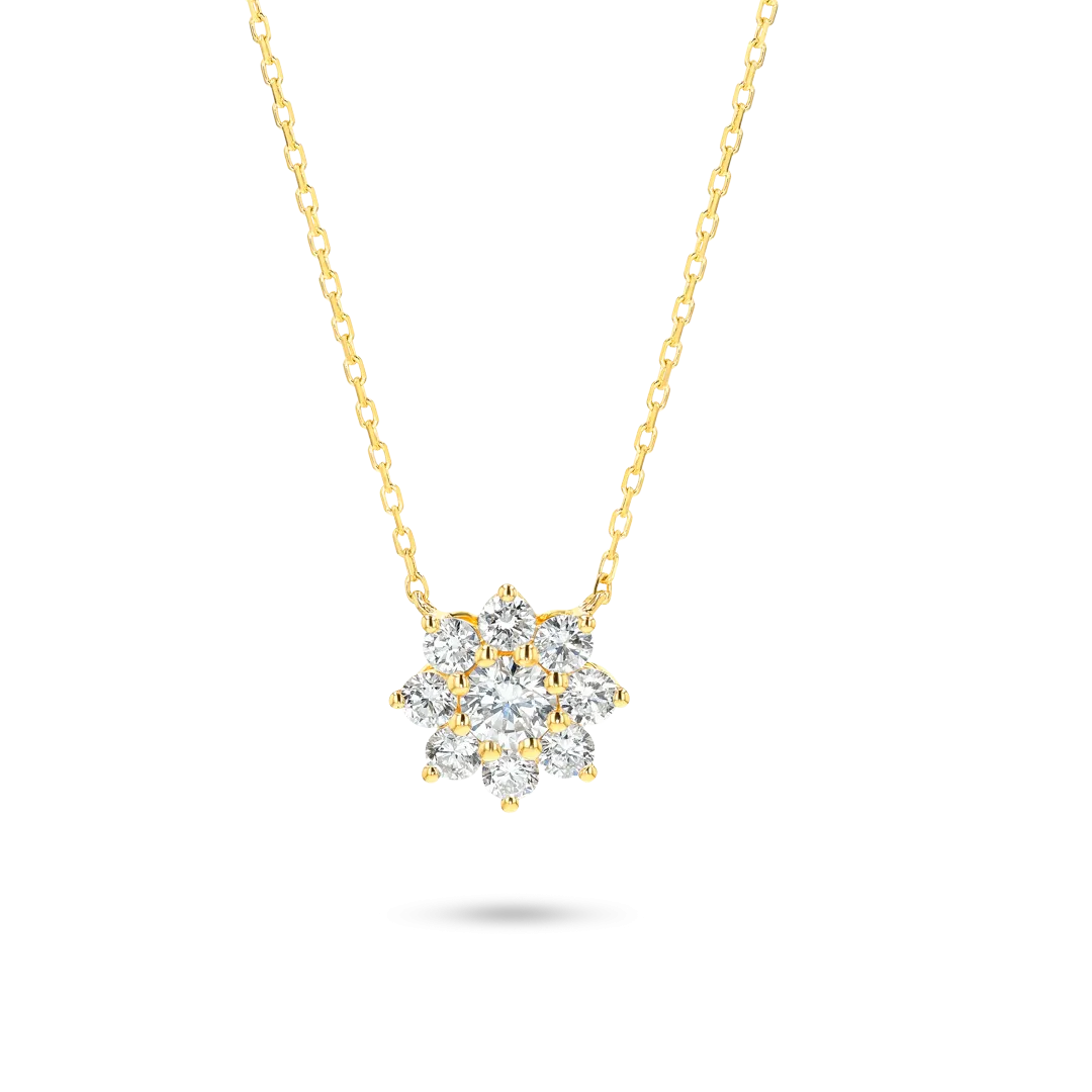 Flower Petal Diamond Pendant Yellow Gold