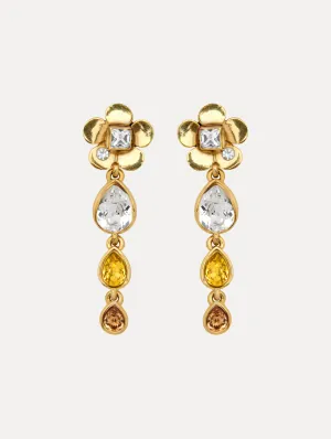 Flower Teardrop Clip-On Earrings