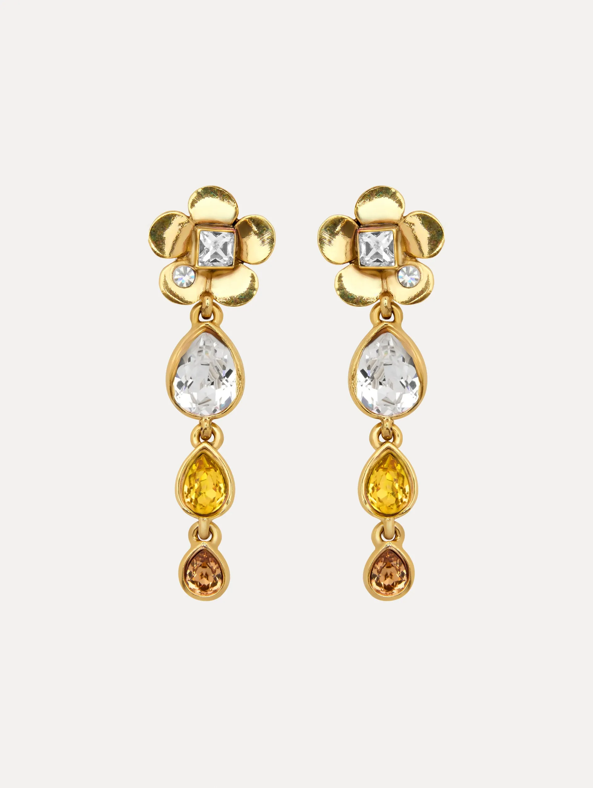 Flower Teardrop Clip-On Earrings
