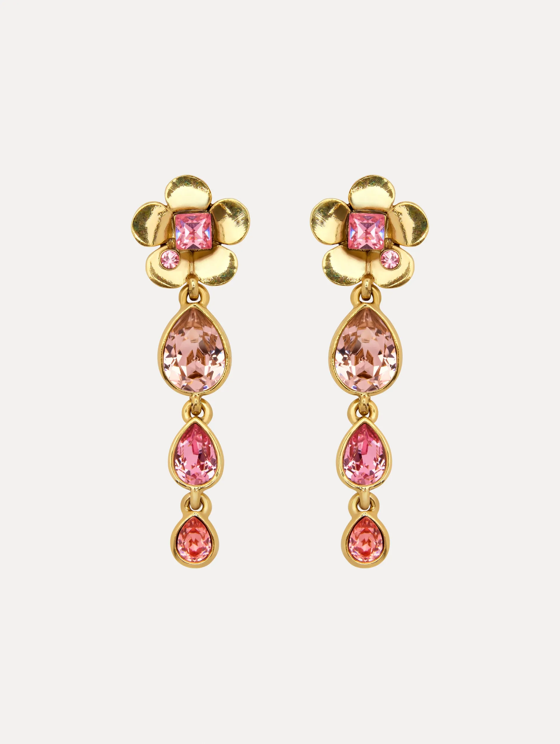 Flower Teardrop Clip-On Earrings