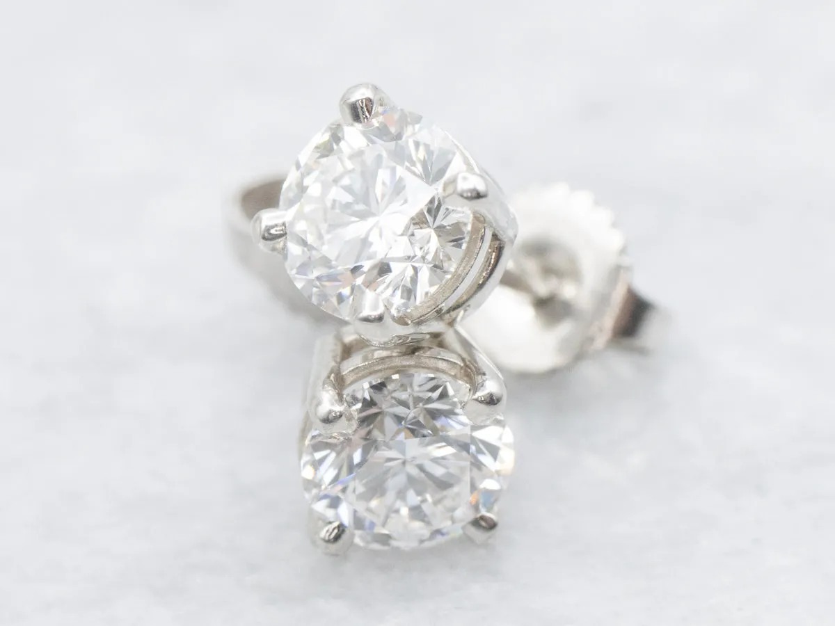 GIA Certified Platinum and Diamond Stud Earrings