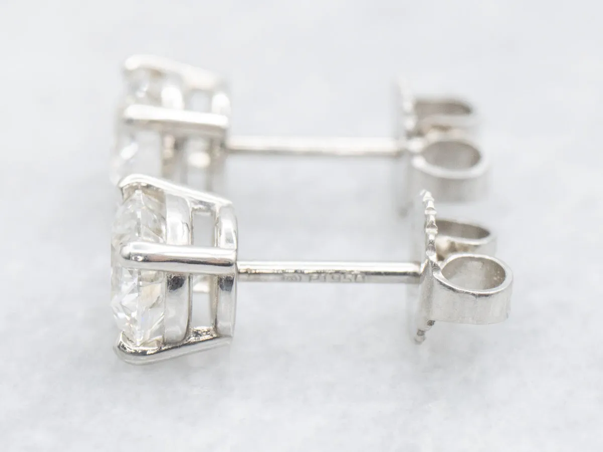 GIA Certified Platinum and Diamond Stud Earrings
