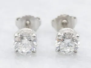 GIA Certified Platinum and Diamond Stud Earrings