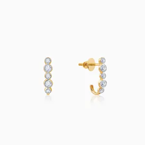 Gold Bellona J-hoop Diamond Earrings