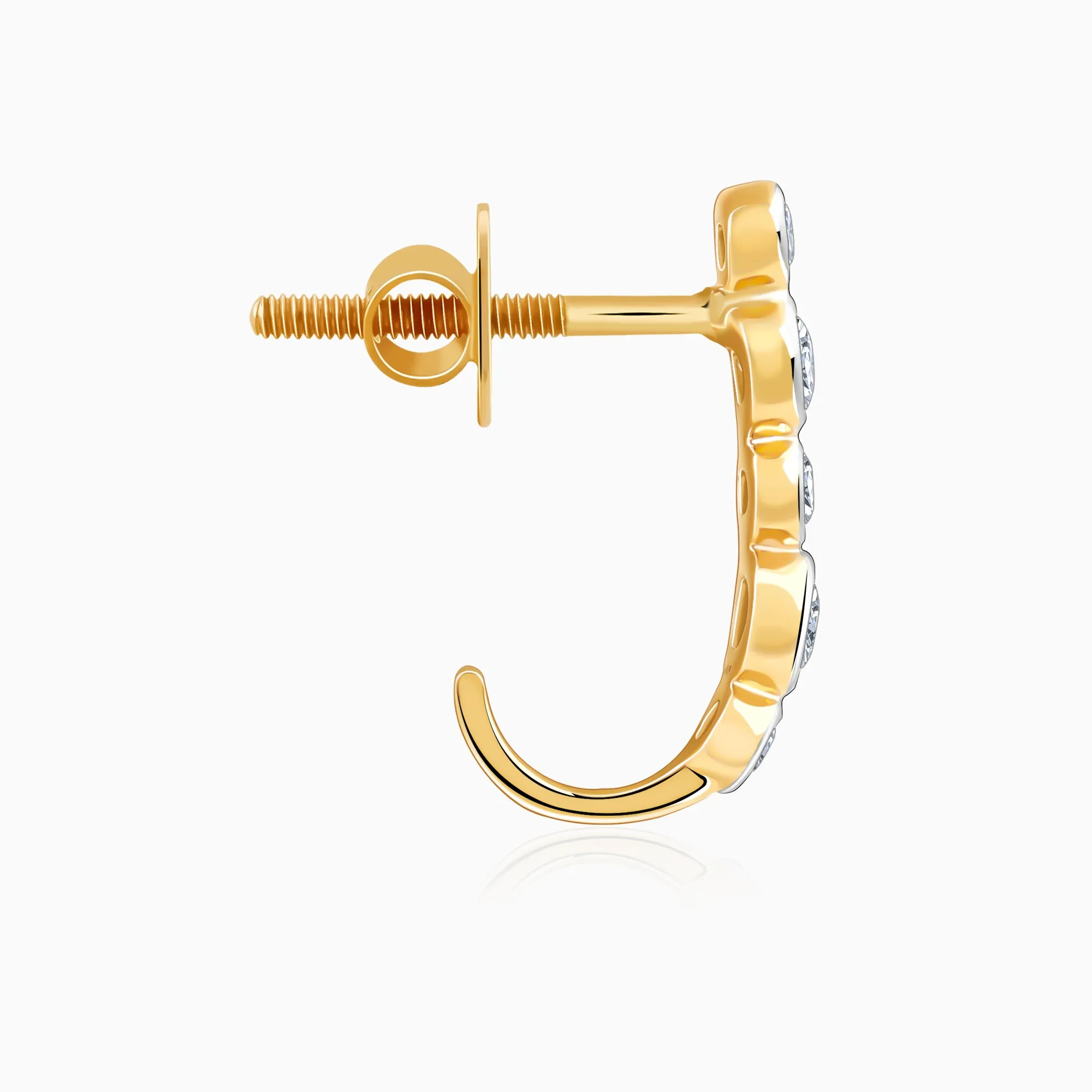 Gold Bellona J-hoop Diamond Earrings