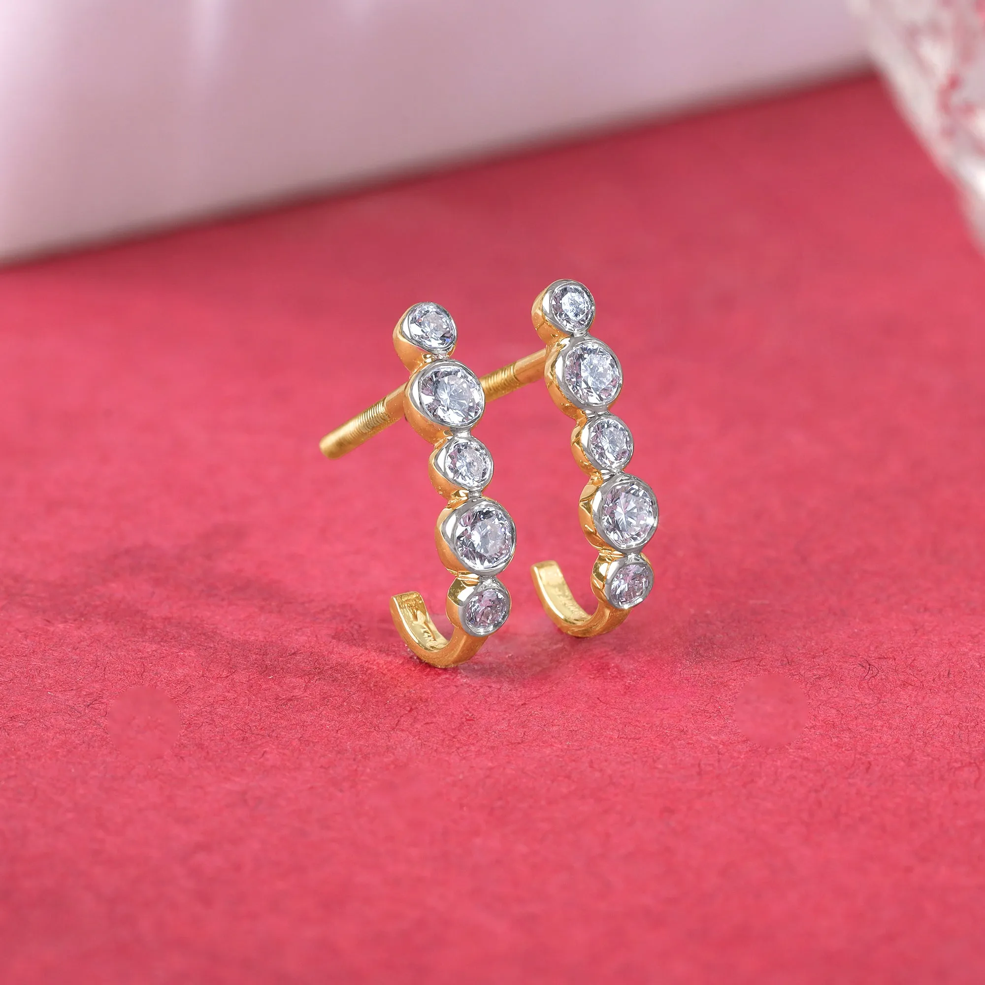 Gold Bellona J-hoop Diamond Earrings