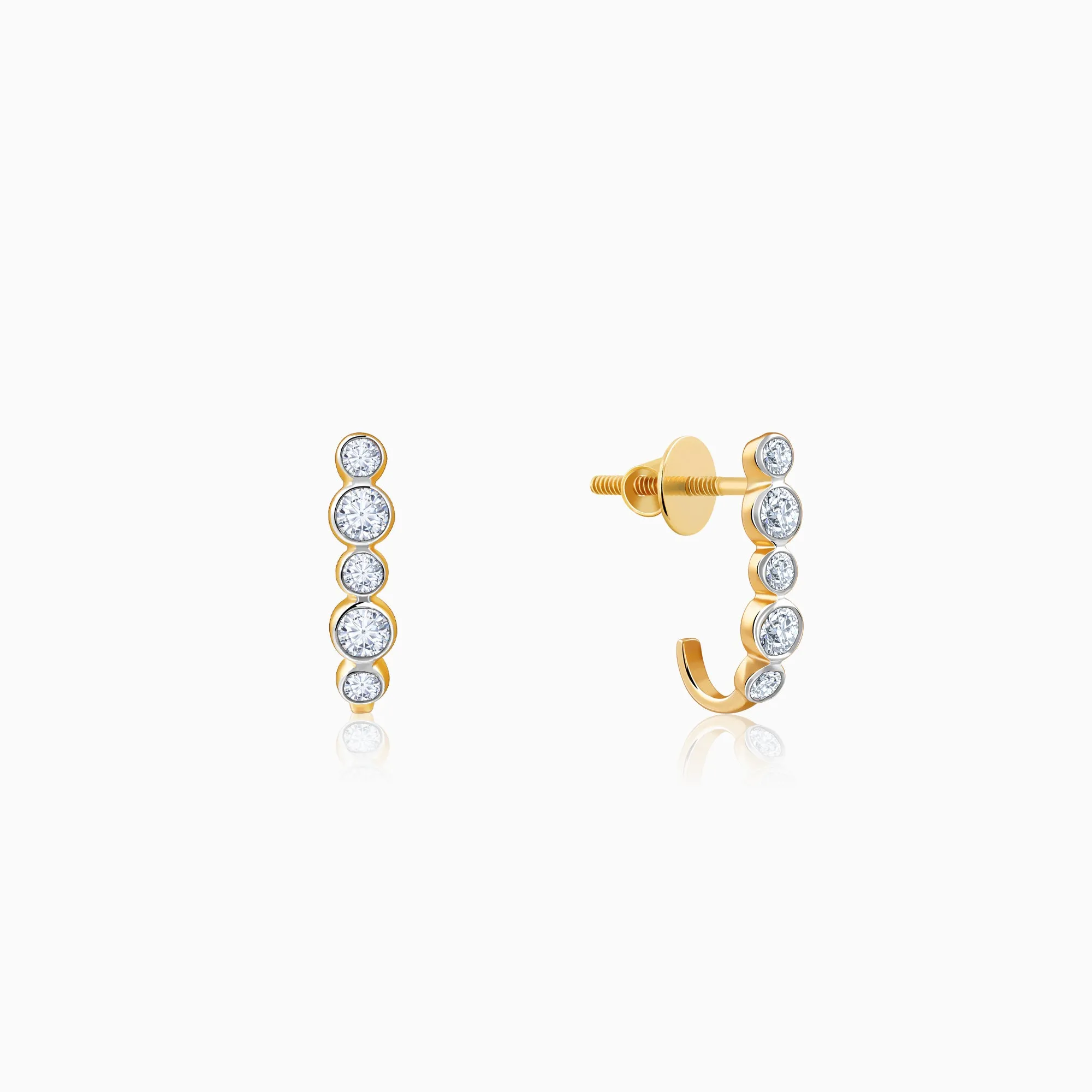 Gold Bellona J-hoop Diamond Earrings