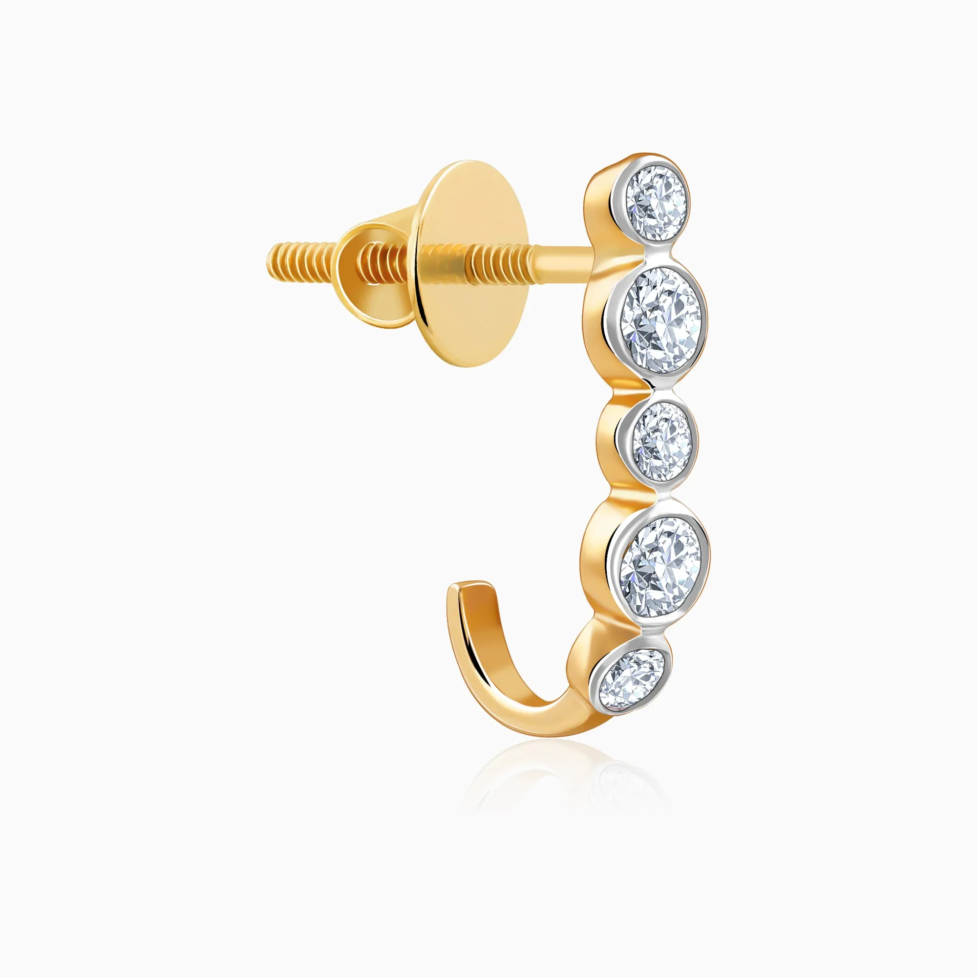 Gold Bellona J-hoop Diamond Earrings