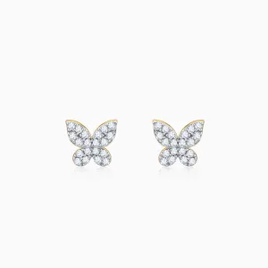 Gold Blissful Butterfly Diamond Earrings