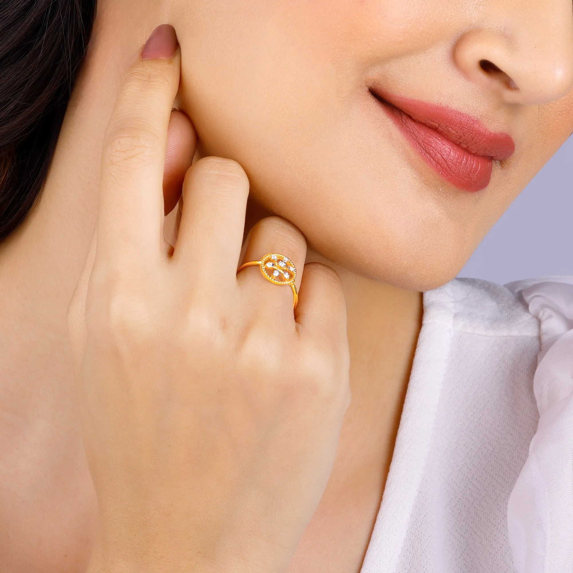 Gold Blossoming Fleur Diamond Ring