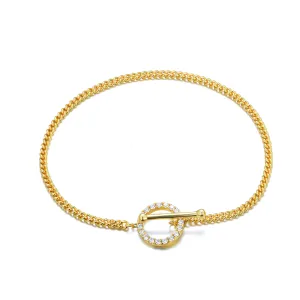 Gold bracelet 18k yellow gold assembled with zirconium oxide