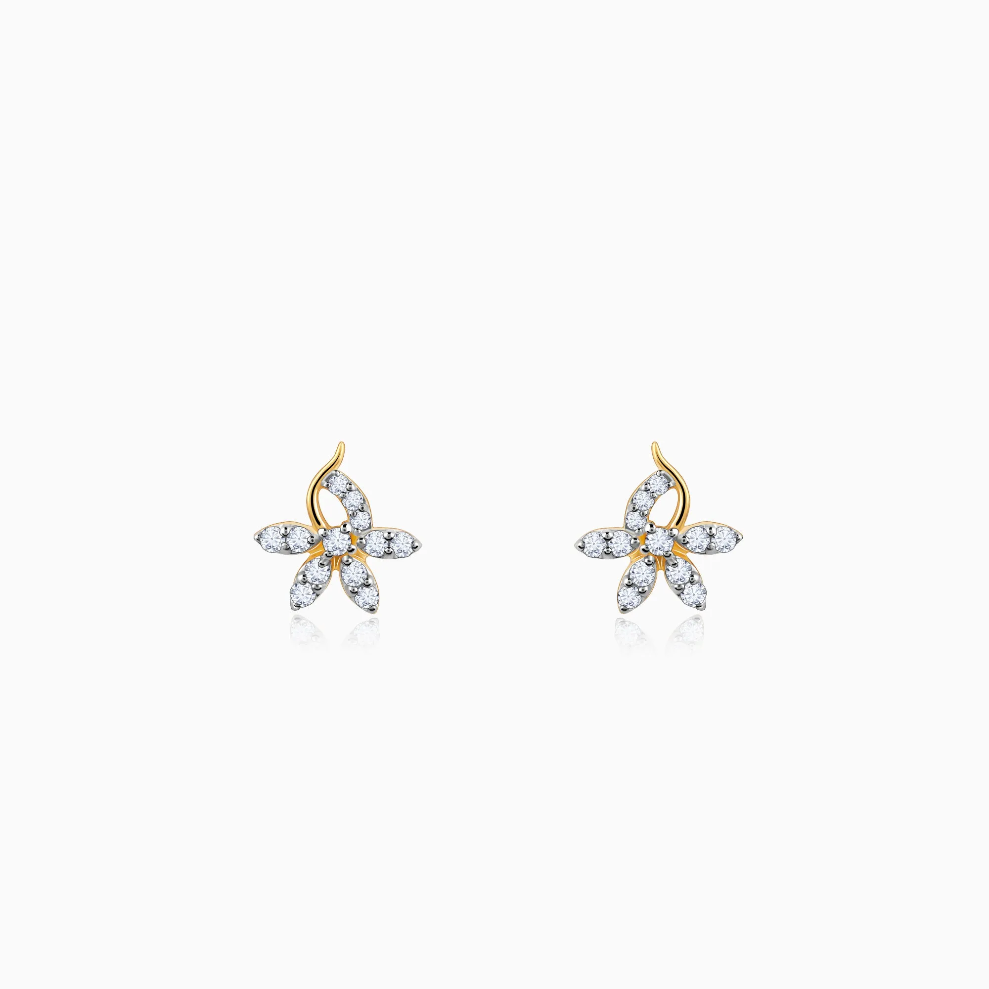 Gold Elegant Flora Diamond Earrings