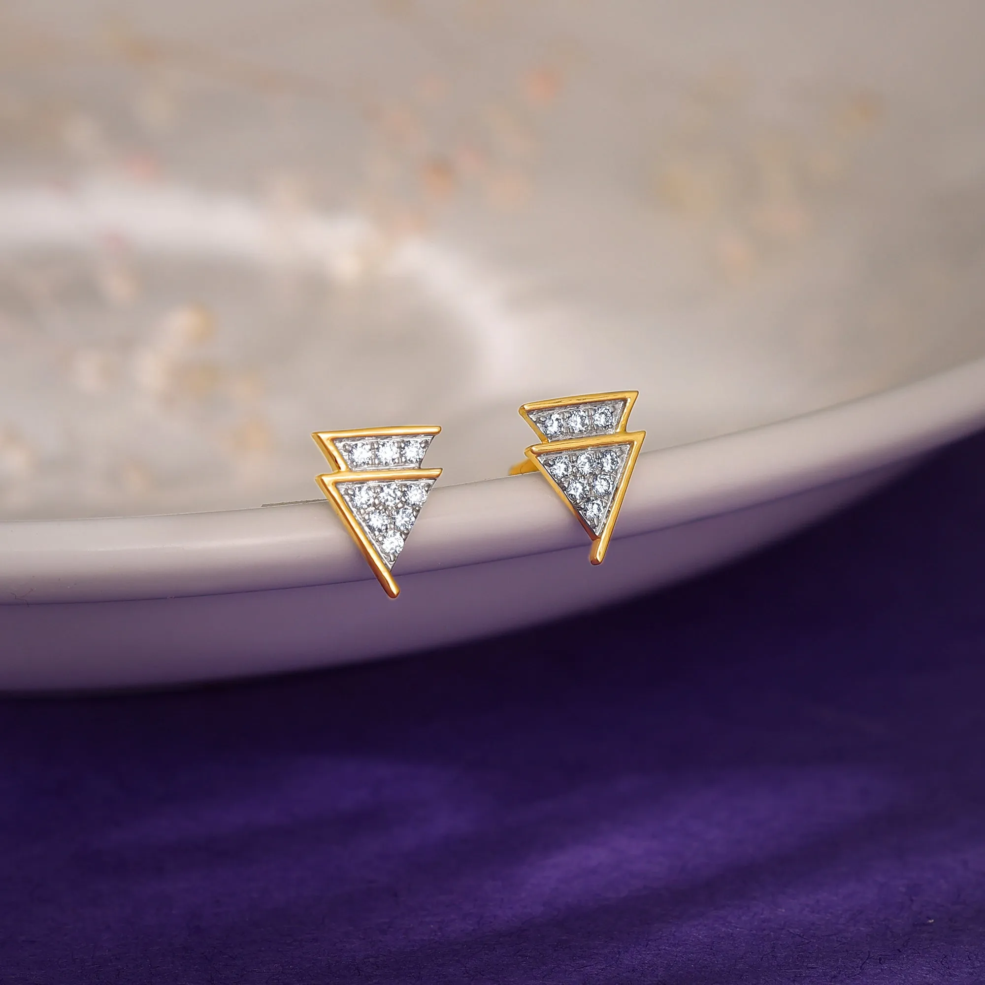 Gold Trilliant Diamond Earrings