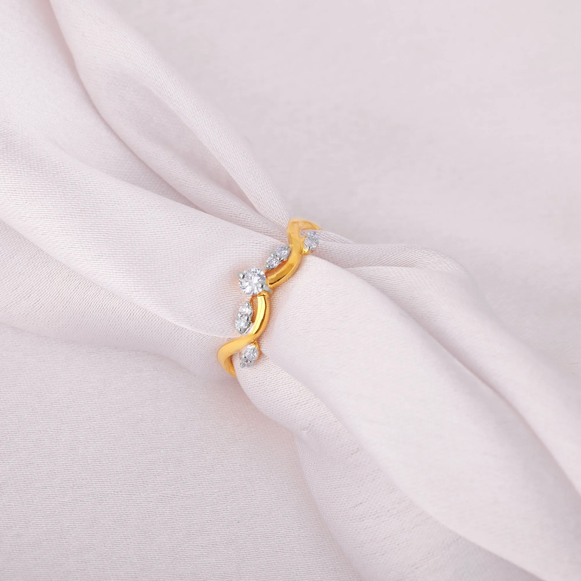 Gold Whimsical Swirl Diamond Ring