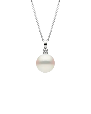 Grace Pearl Pendant | 14mm Round Pearl, Diamond, and White Gold
