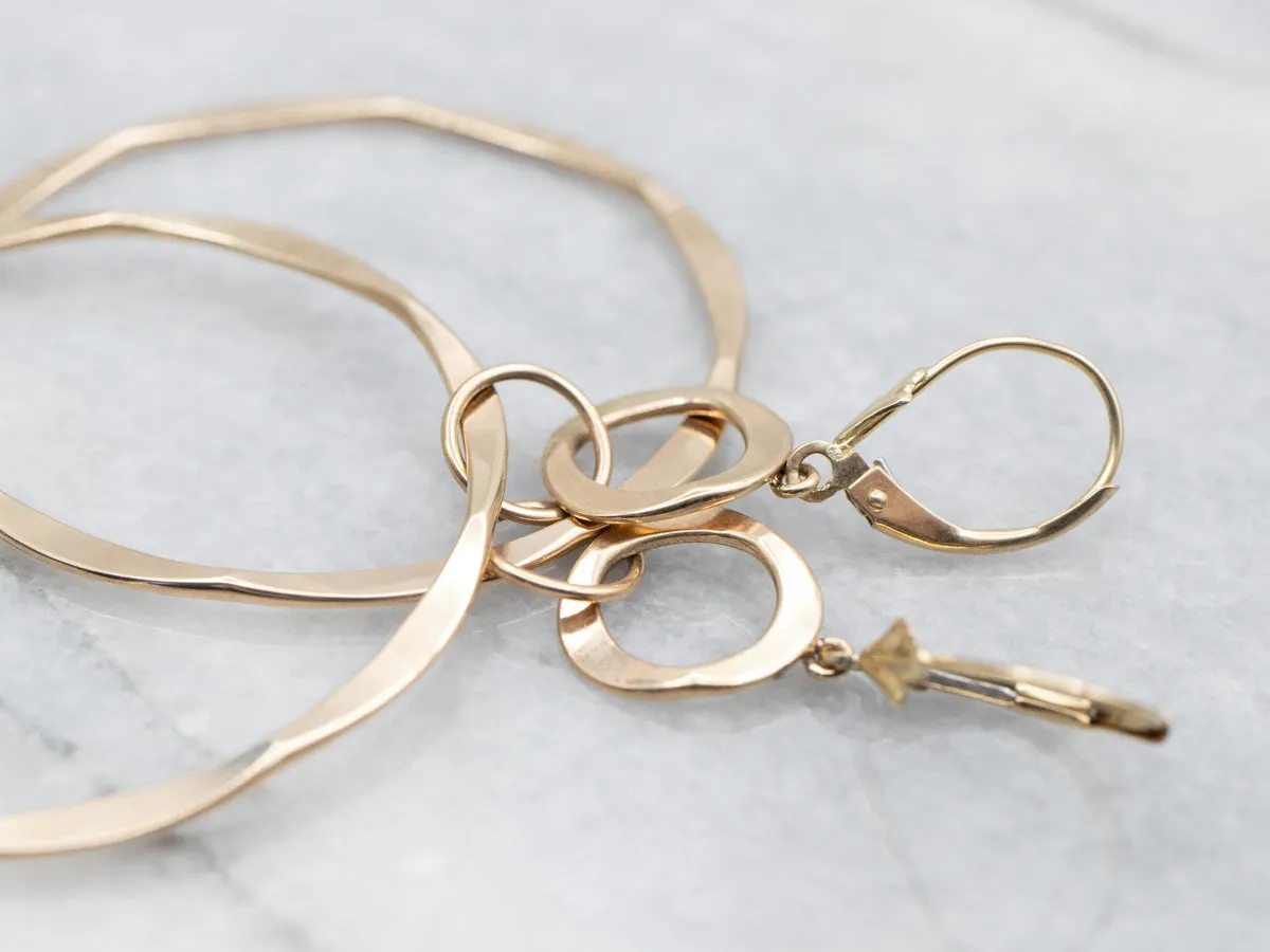 Hammered Gold Circle Drop Earrings