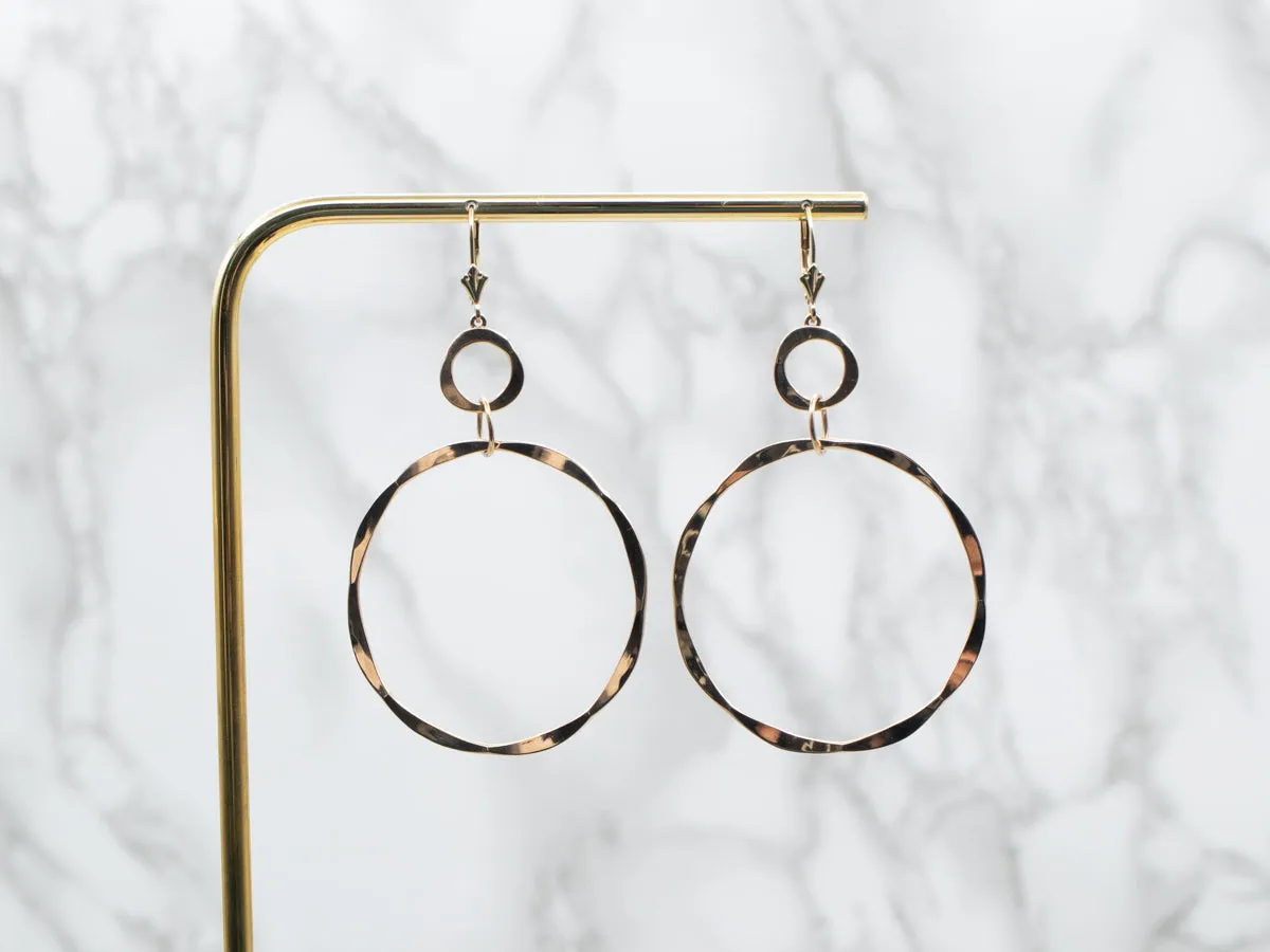 Hammered Gold Circle Drop Earrings