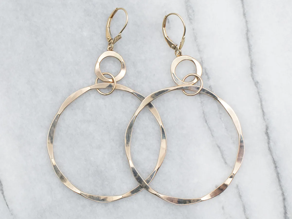 Hammered Gold Circle Drop Earrings