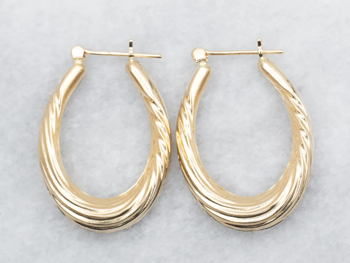 Hollow Oval Twist Hoop Earrings