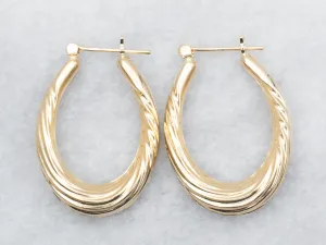 Hollow Oval Twist Hoop Earrings