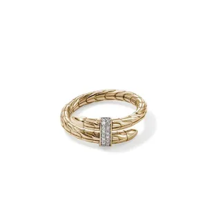John Hardy Single Wrap Spear Ring with Diamonds in 14K Yellow Gold