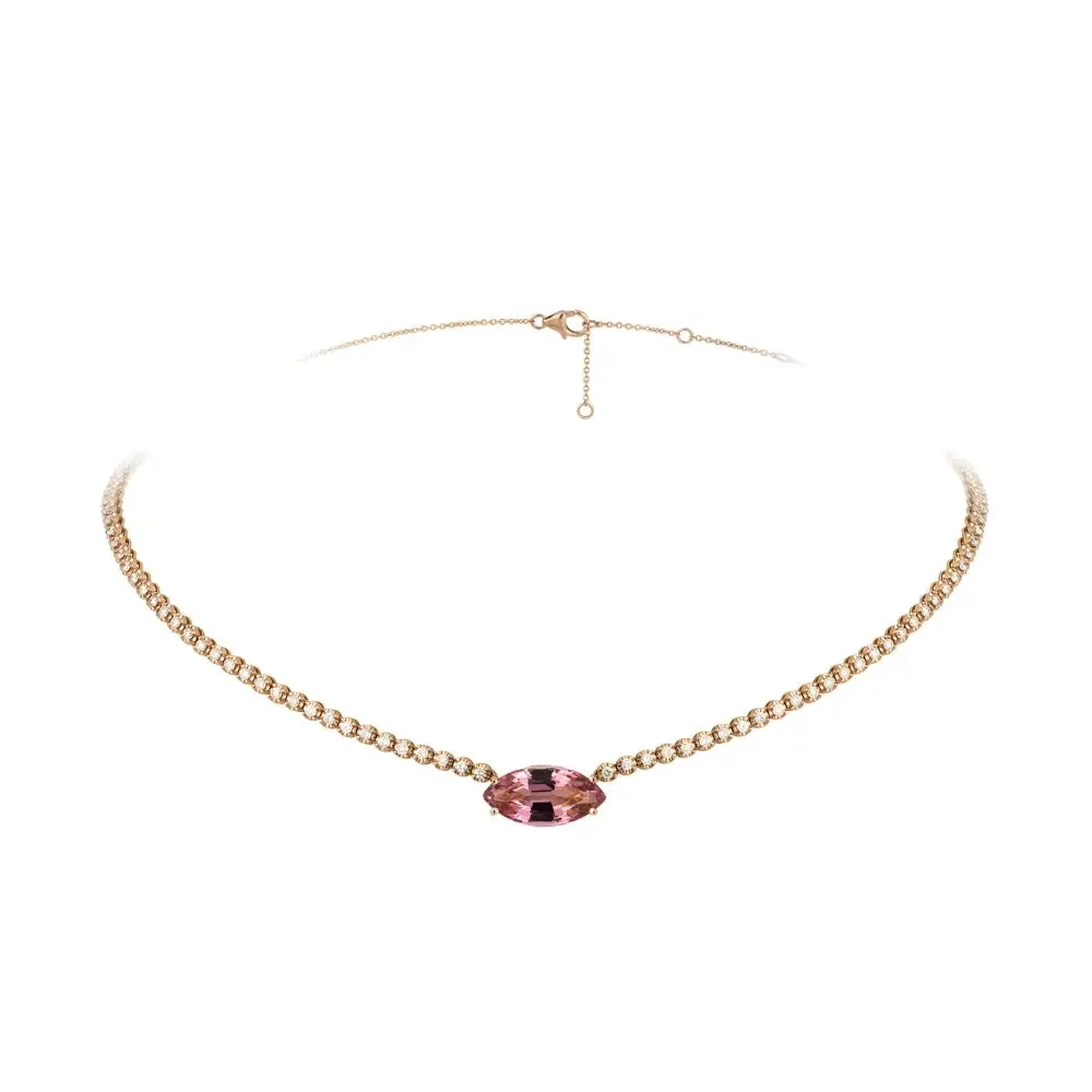 Lala Pink Tourmaline and Diamond Necklace