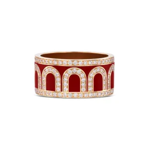 L'Arc de DAVIDOR Ring GM, 18k Rose Gold with DAVIDOR Bordeaux Lacquered Ceramic and Palais Diamonds