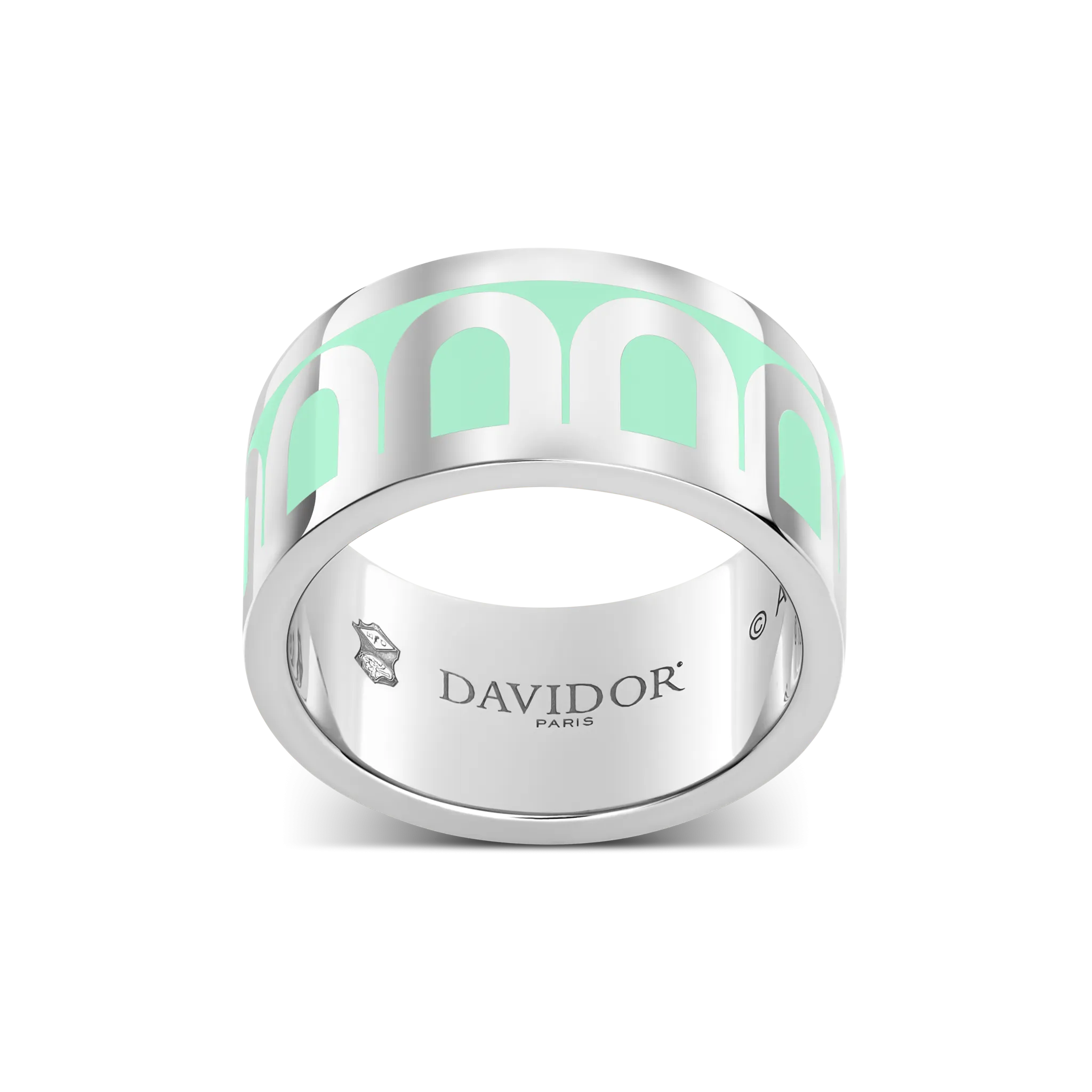 L'Arc de DAVIDOR Ring GM, 18k White Gold with Palm Beach Lacquered Ceramic