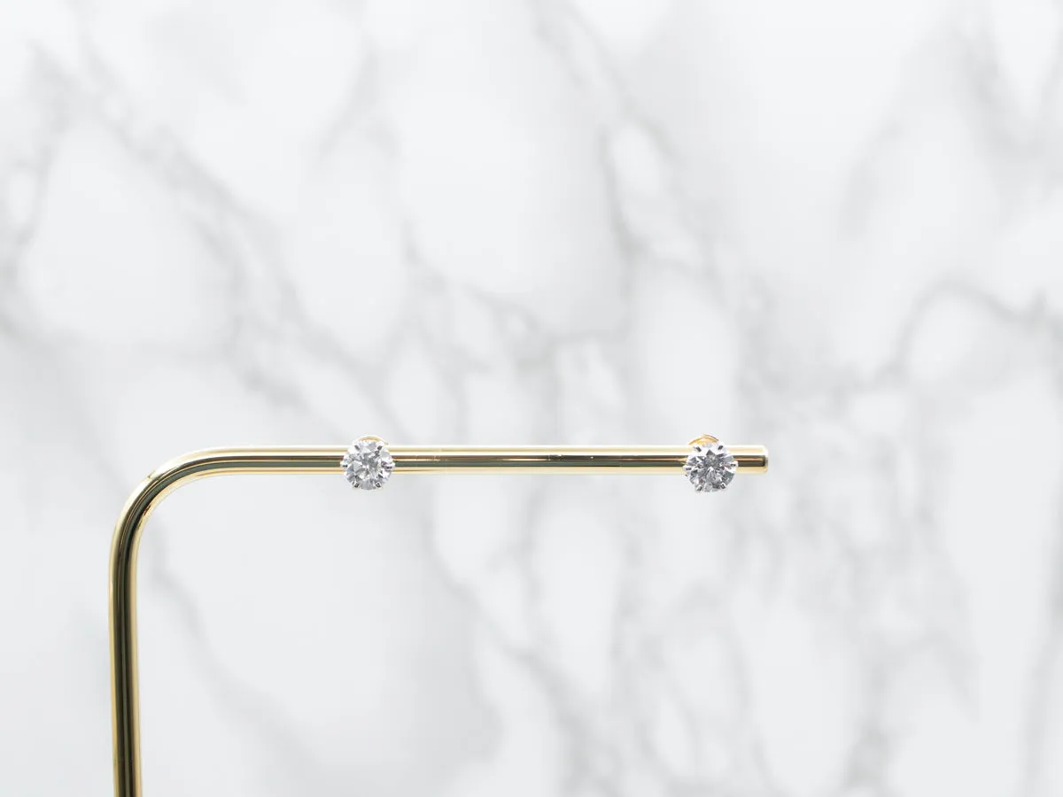 Large Round Brilliant Diamond Stud Earrings