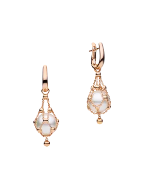 Lavalier Pearl Earrings | 12mm Button Pearls and Rose Gold