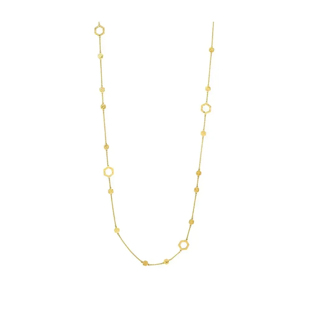 Long Hexagon and Sphere Link Necklace