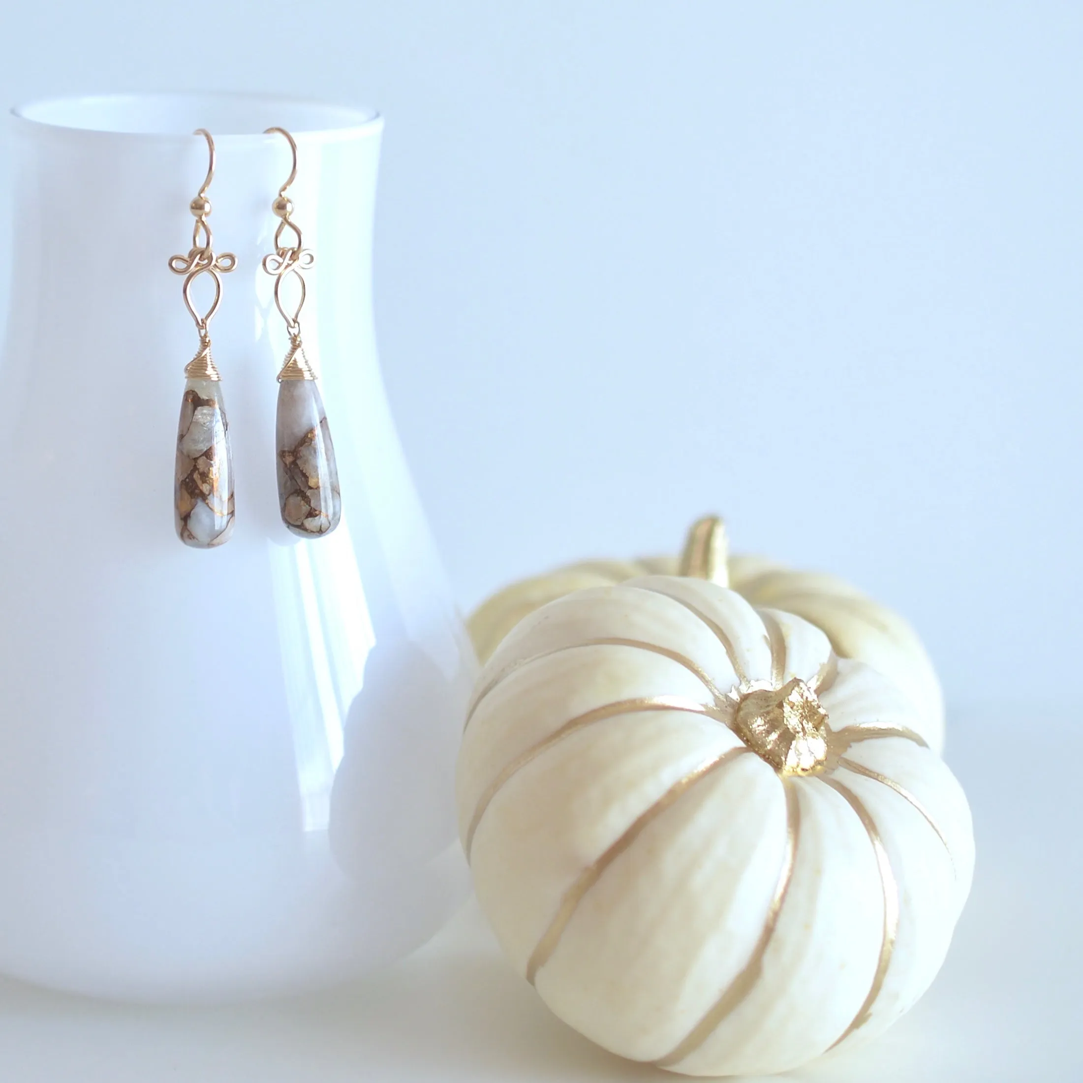 Mille - Copper Calcite, 14k Gold Filled Earrings