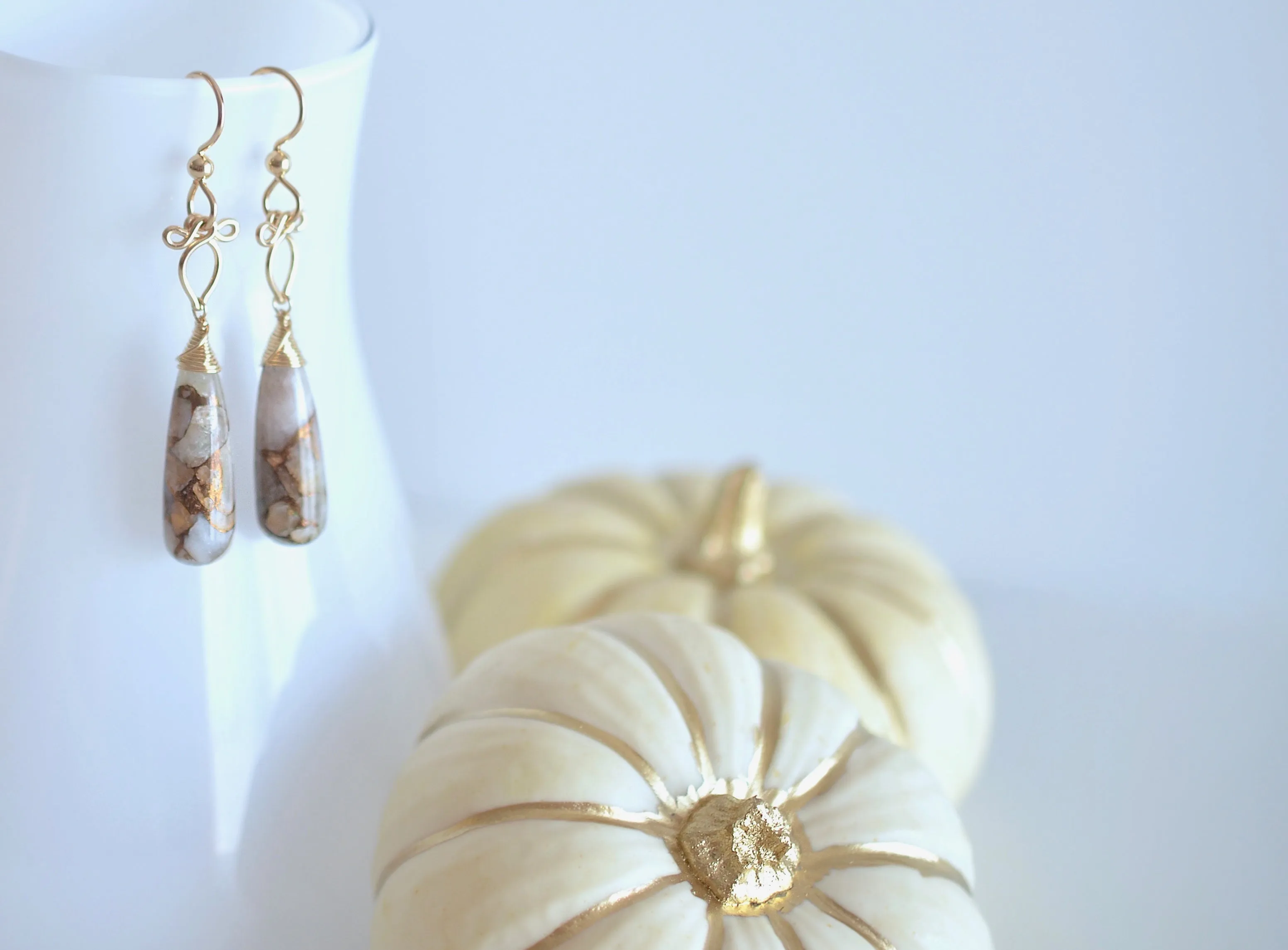 Mille - Copper Calcite, 14k Gold Filled Earrings