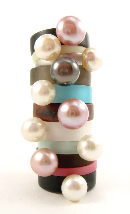 Mod Stackable Pearl Ring with White Acrylic